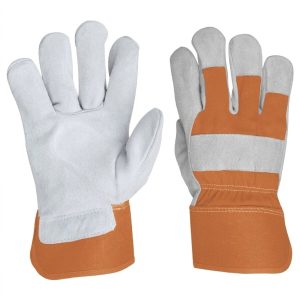 Guante Carnaza Blanco (dorso naranja fluorescente)